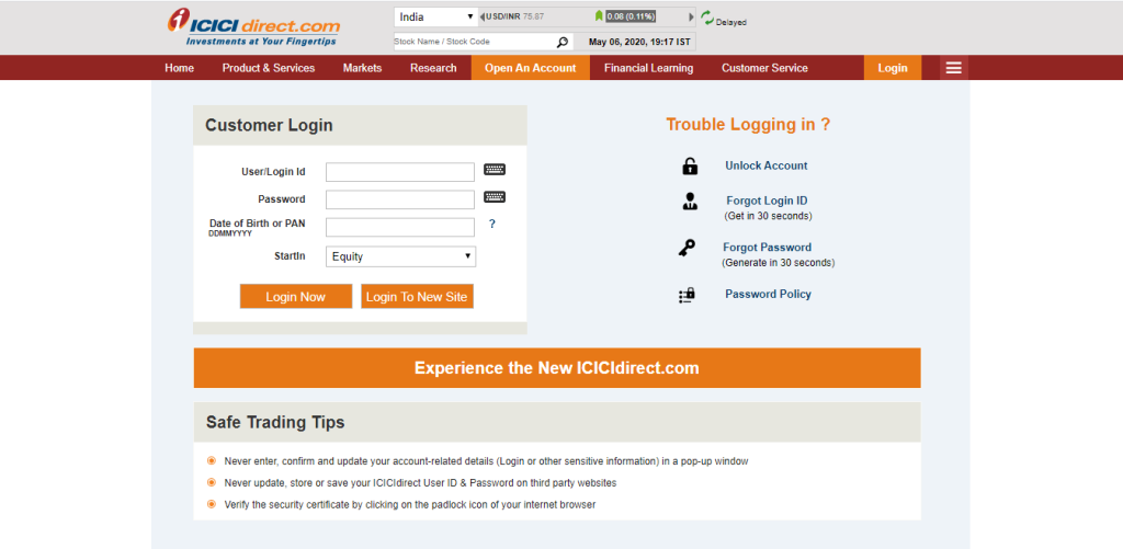 Web Trading Login Process