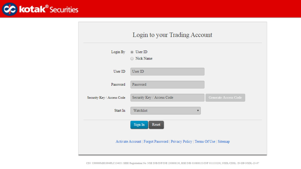 Kotak Securities Backoffice Login Process